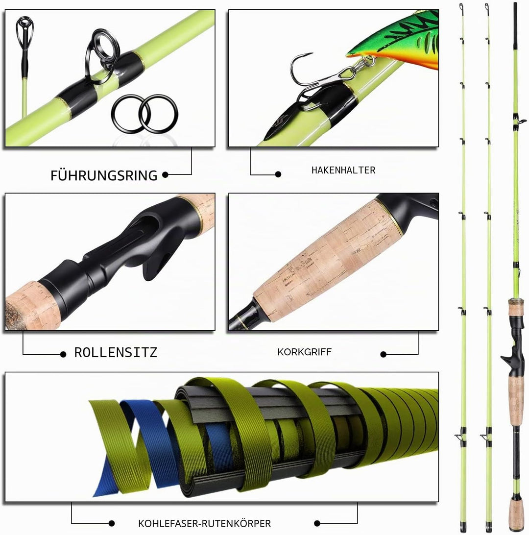Sougayilang Baitcaster Combos, Leichte Baticasting Combo, 2 Abschnitte M/MH Baitcasting Rod Combo, 5