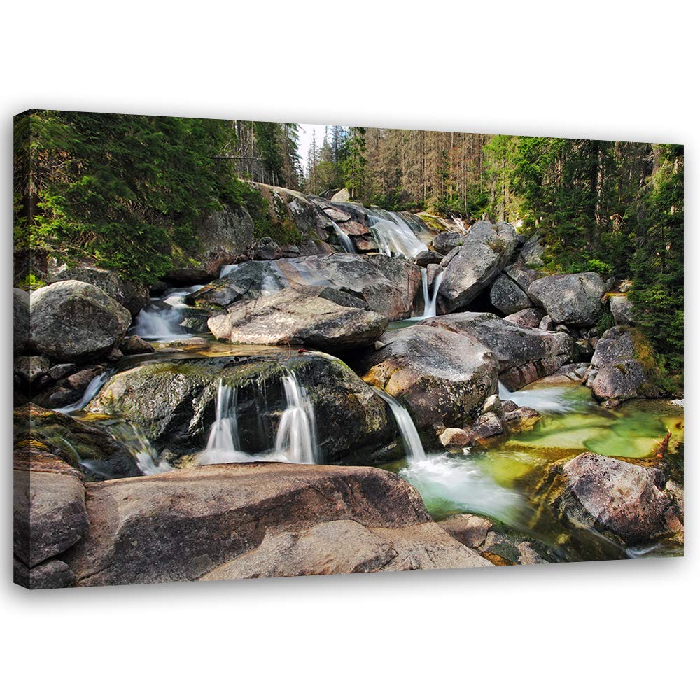 Feeby Wanddeko Bach Leinwandbild Kunstdruck Natur Braun 90x60 cm