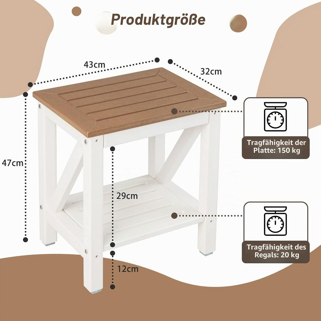 GOPLUS 2-stufige Duschbank, Duschhocker mit Ablage, Badezimmer Duschstuhl Badhocker für Bad-Spa und