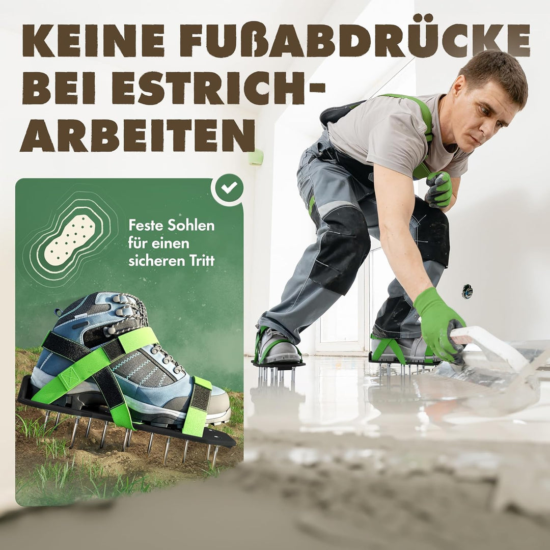LAINFELD Nagelschuhe mit Klettverschluss | Rasenbelüfter + Estrichschuhe | Rasenlüfter Vertikutierer