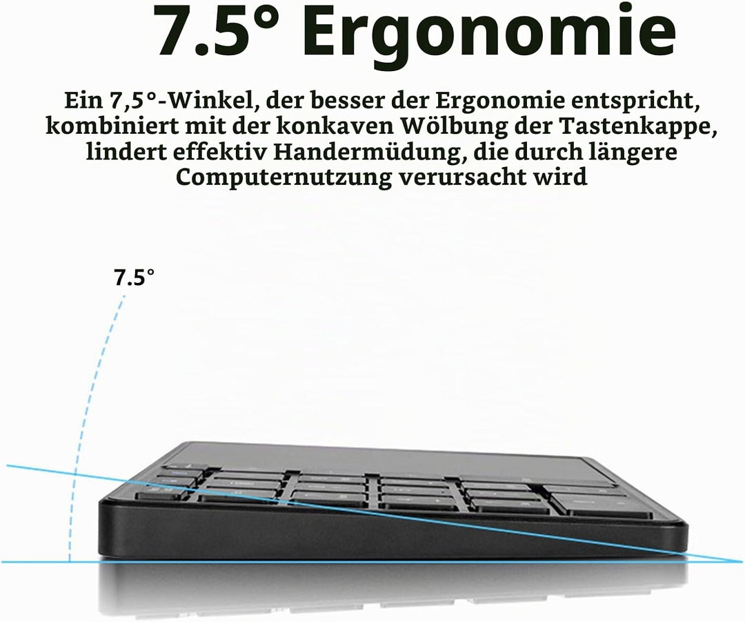 Kabelloser Nummernblock mit Touchpad, Bluetooth-Nummernblock für Laptop, 22 Tasten Wireless BT Dual