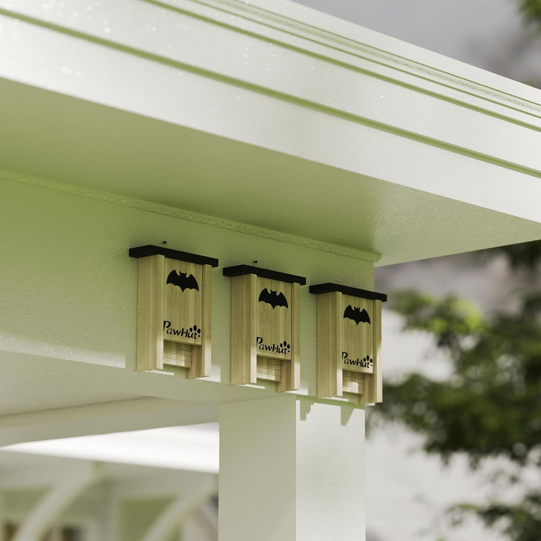 PawHut Fledermauskasten 3er-Set, Fledermaushaus, Nistkasten für Fledermäuse, Fledermausbox zum Aufhä