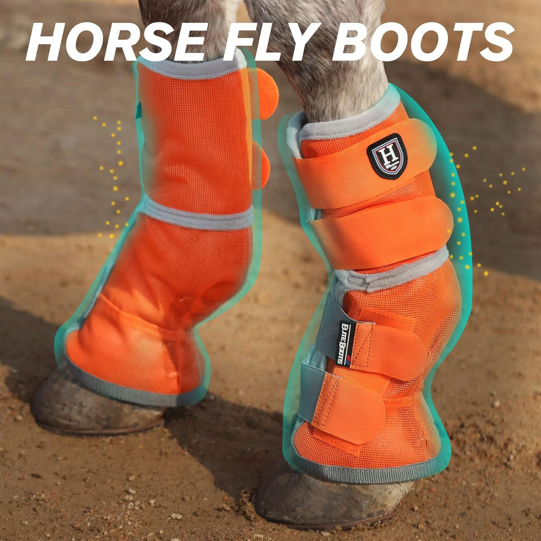 Harrison Howard Horse Fly Boots Perfekte Passform Beinschoner Dichte Mesh Stiefel mit belüftetem Kom