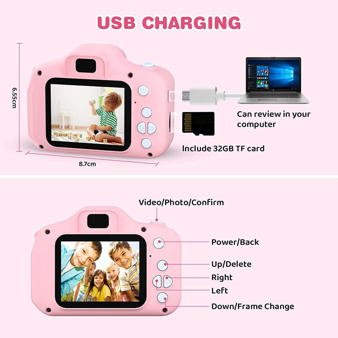 Kinder Kamera, 2.0”Display Digitalkamera Kinder ，Geschenke für 3 4 5 6 8 7 9 10 11 12Jahre Jungen un