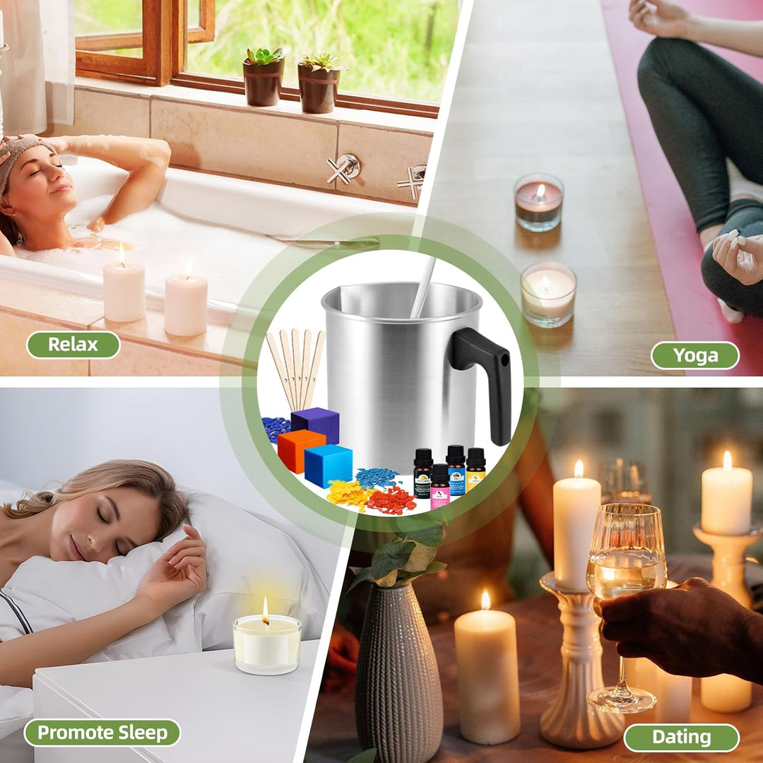 SAMISO Kerzen Selber Machen Set,Kerzenherstellung Kit,Kerzenherstellung Topf,8 Kerzenfarbe,1.2L Schm
