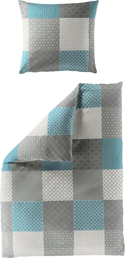 Bierbaum Bettwäsche 6277, Fein-Biber, Made in Germany, türkis 14, 2 teilig,155x220 cm + 80x80 cm, Ko