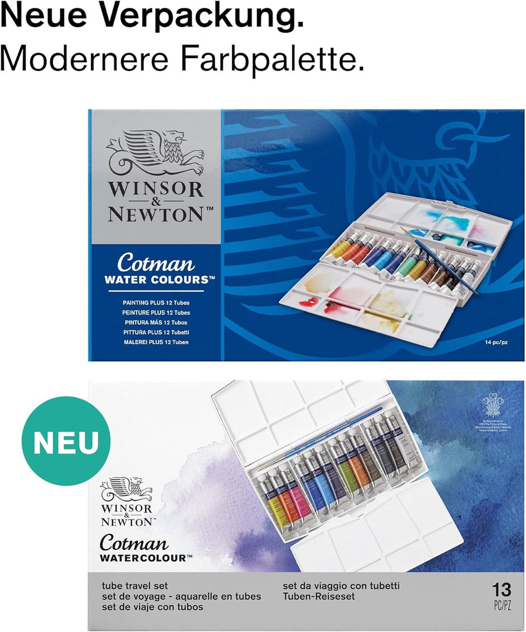Winsor & Newton 0390377 Cotman Aquarellfarbe Painting Plus Set , 12 lebendige Wasserfarben aus hochw