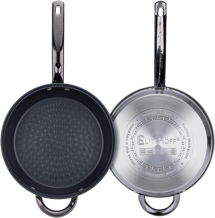 EliteHoff Topfset Induktion, Kochtopf Set mit Glasdeckel, 7-lagiger Edelstahl Topf und Pfannenset mi