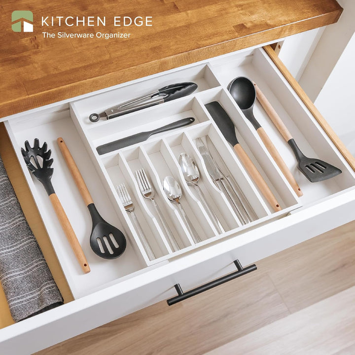 KitchenEdge Hochwertiger Besteck- und Utensilien-Organizer für Küchenschubladen, erweiterbar 38,1 bi