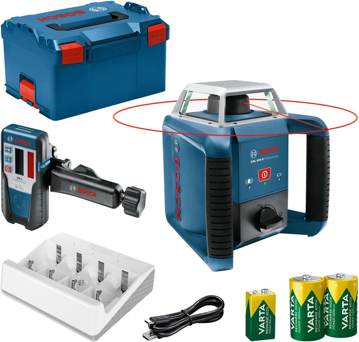 Bosch Professional Rotationslaser GRL 400 H (Ein-Knopf-Bedienfeld, max. Arbeitsbereich: 400 m (Durch