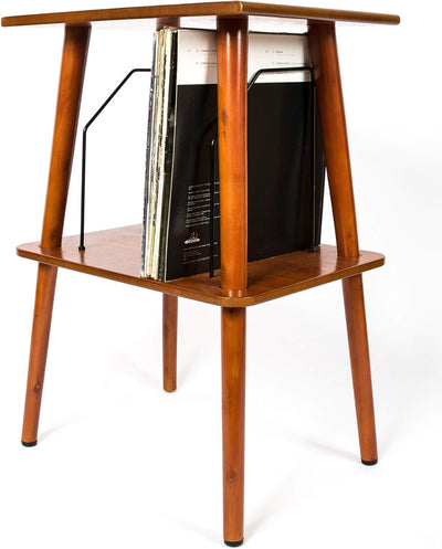 GPO Canterbury Retro Tisch Holzmöbel Plattenspieler mit Aufbewahrung für Schallplatten (für 60-70 Al