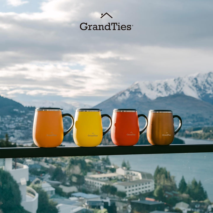 Grandties Isolierter Kaffeebecher mit Griff – Schiebedeckel für spritzwassergeschützte 460 ml-Form T