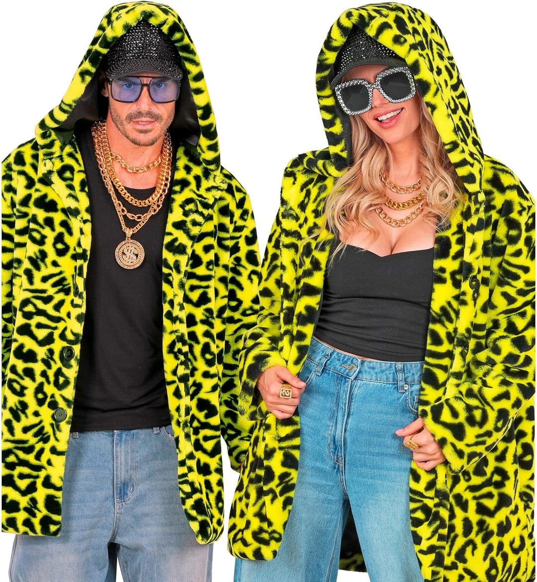 W WIDMANN MILANO Party Fashion - Leo Mantel für Damen & Herren, Kunstfell mit Kapuze, Plüschjacke, K