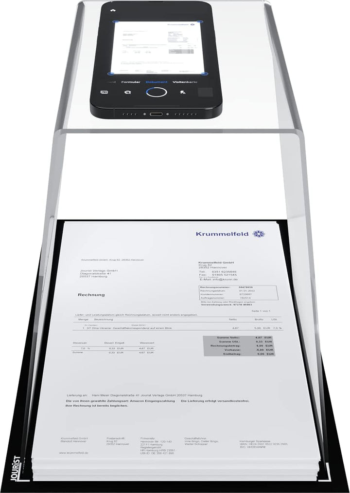 JOURIST ScanStand – scannen der Dokumente, Belege, Notizen und Visitenkarten mit Smartphones und Han
