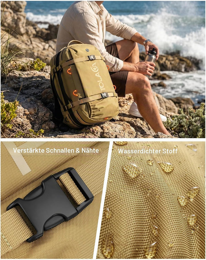 Tolaccea Reiserucksack, Handgepäck Rucksack Flugzeug, TSA-Freundlicher Laptop Rucksack 15,6 Zoll, Er