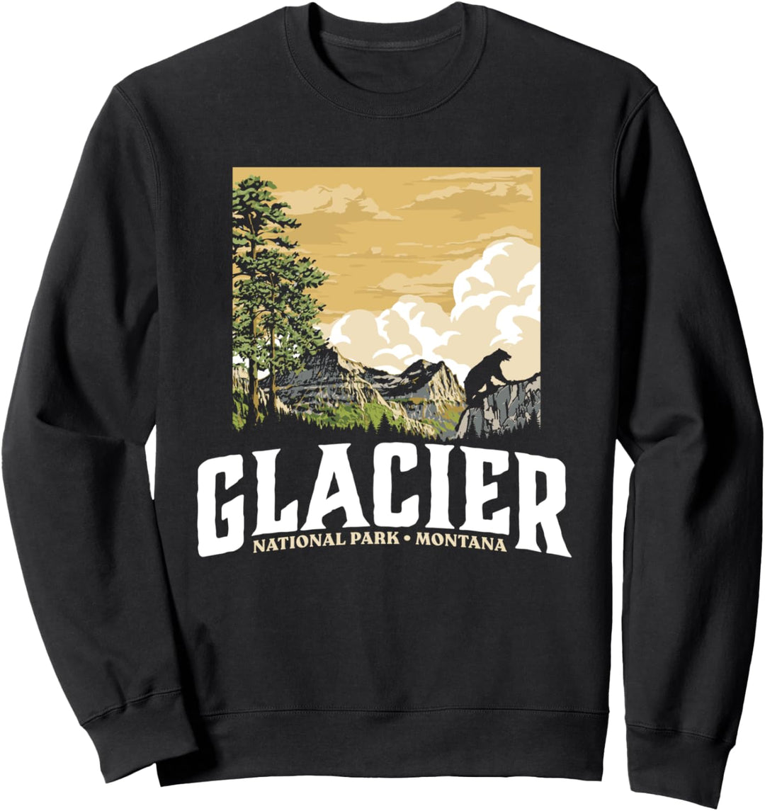 Glacier National Park WPA Style Vintage Montana Mountains Sweatshirt