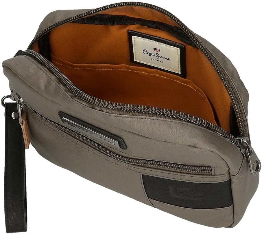 Pepe Jeans Bremen Handtasche, Braun, 24,5 x 15 x 6 cm, Baumwolle mit Details aus Kunstleder, Handtas