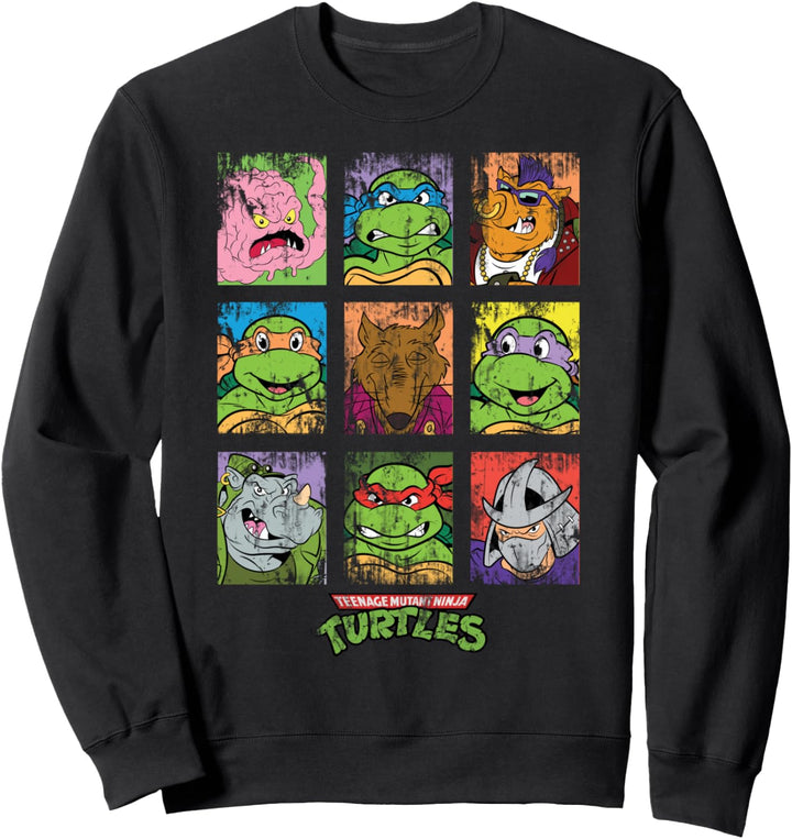 Teenage Mutant Ninja Turtles Group Grid Distressed Sweatshirt