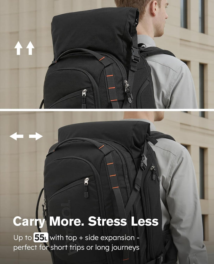 Tolaccea Reiserucksack, Gross Handgepäck Rucksack, TSA-Freundlich Rolltop Laptop Rucksack für 17,3 Z