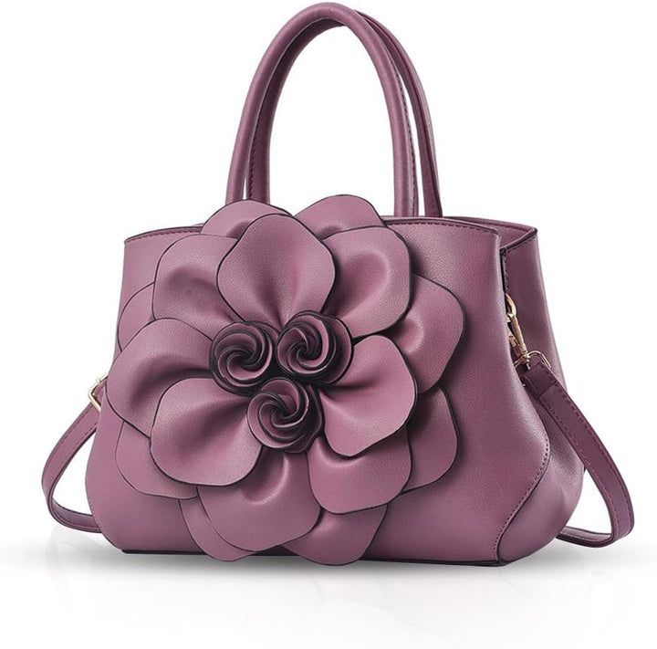 NICOLE & DORIS Modische Damen-Umhängetasche, Handtasche, Umhängetasche, Blumenmotiv Violett, Violett