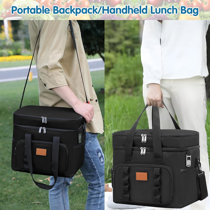Kühltasche, 30.7L Doppel-Kühltasche Gross Faltbar, Thermotasche Hält Warm & Kalt, Picknicktasche mit
