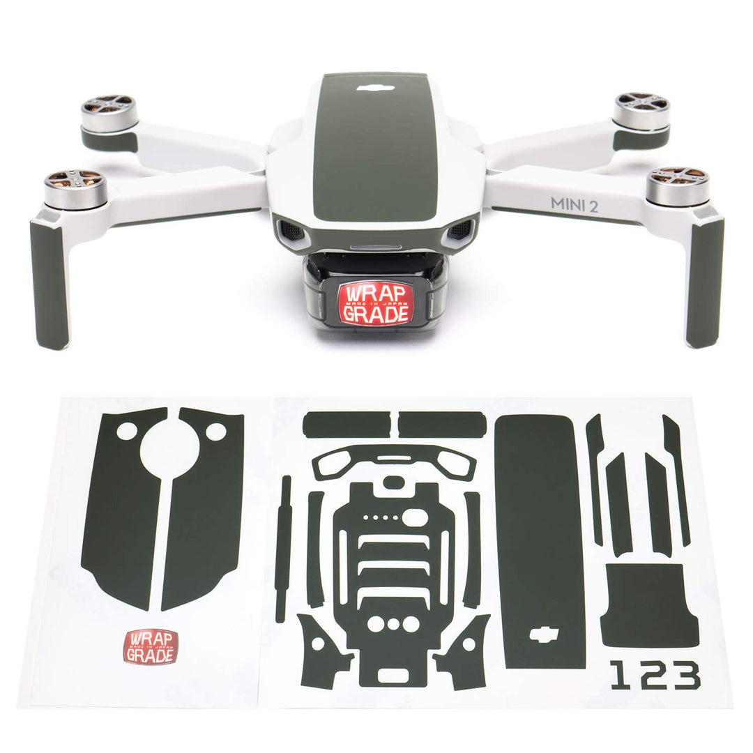 Wrapgrade Skin Sticker Set Kompatibel mit DJI Mini 2 | Akzentfarbe (ARMY GREEN), Army Green