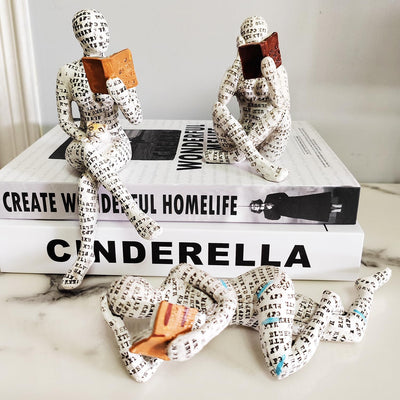 PIGPIGFLY 3pcs Leserstatue,Deko Figuren,Deko Wohnzimmer,Home Store Dekoration, Leser,Modern Abstract