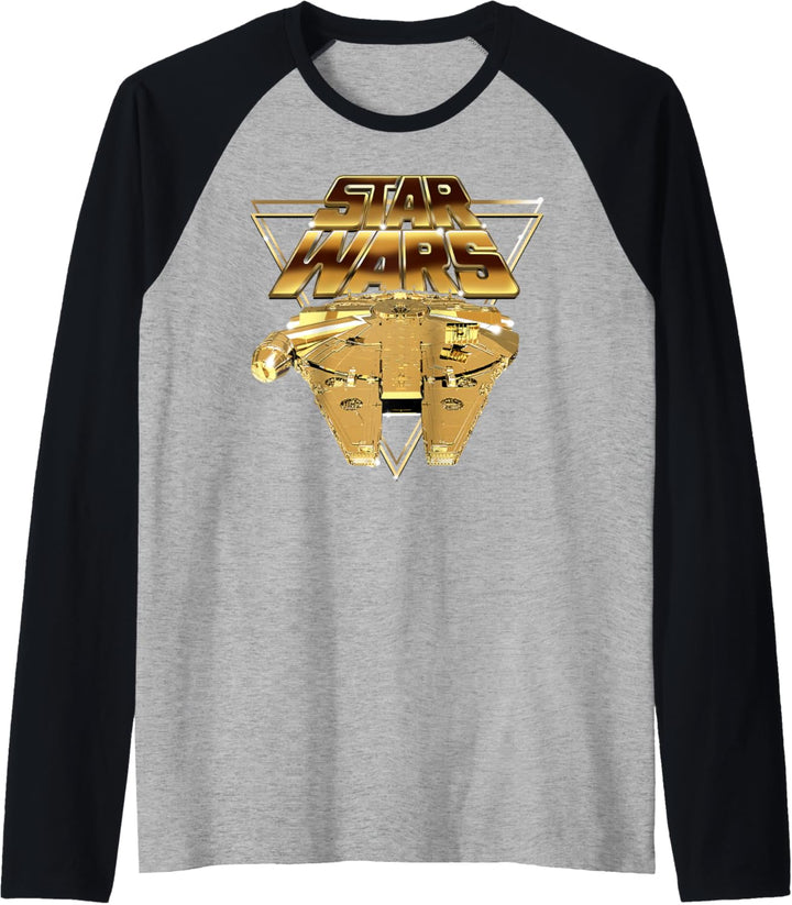 Star Wars Last Jedi Gold Platinum Falcon Slant Logo Raglan