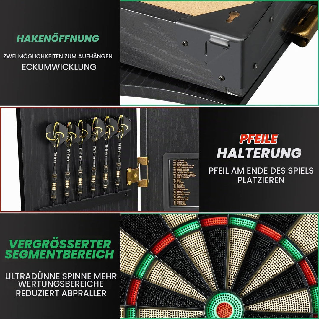 Brovamo Dartscheibe, Dekoratives Dartscheiben-Schrank-Set [12*Soft Tip Darts], Elektronische Dartsch
