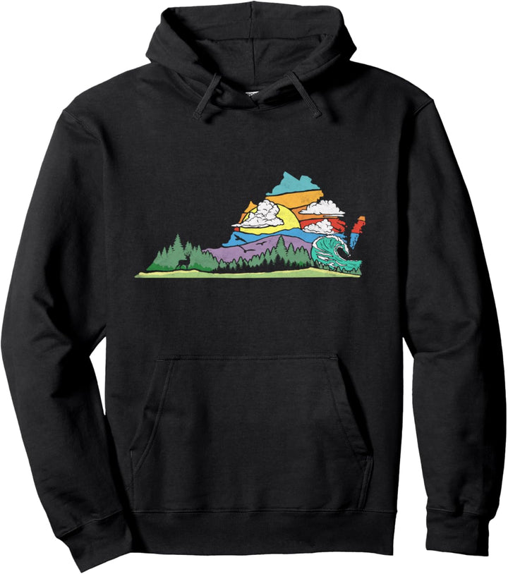 Vintage Virginia Outdoors & Nature Lover Retro 80s Graphic Pullover Hoodie