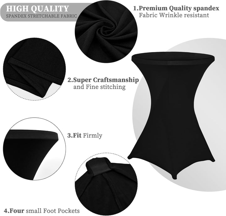 Showgeous 6 Packungen Stretch Stehtisch Husse für Bistrotisch Ø 80-85 cm Cocktail Tisch-Überzug Huss