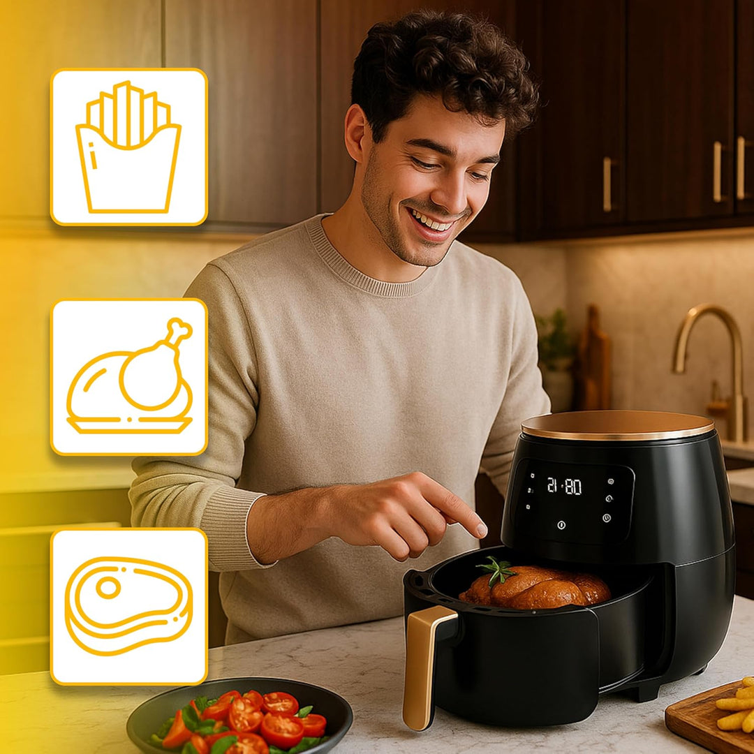 Retoo Heissluftfritteuse XXL 4,5L Airfryer mit 2400W Leistung, LED-Touchscreen, 6-in-1 Funktionen, H
