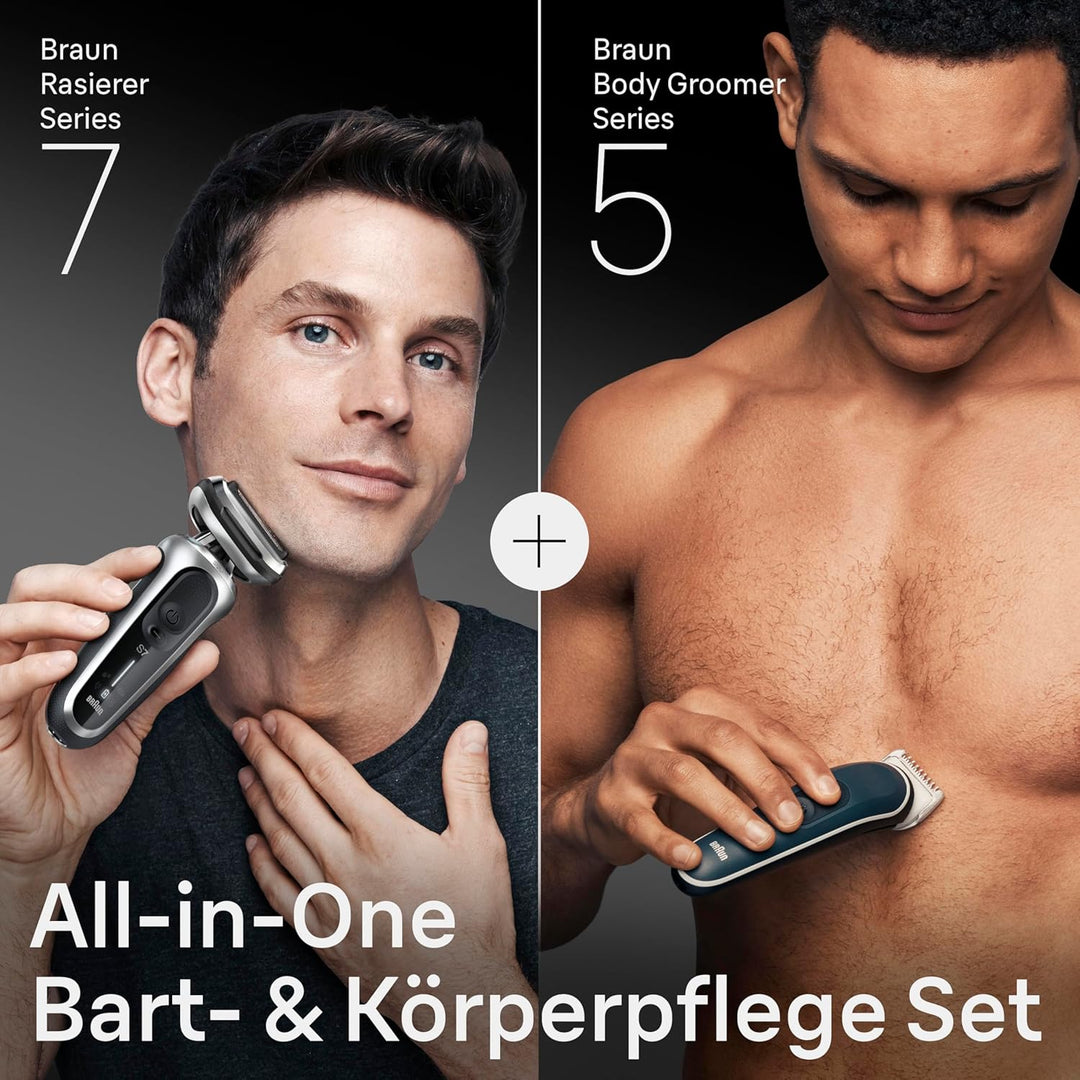 Braun Series 7 Flex mit Reinigungsstation, Trimmer & Rasierer Herren Elektrisch, silber + Bodygroome