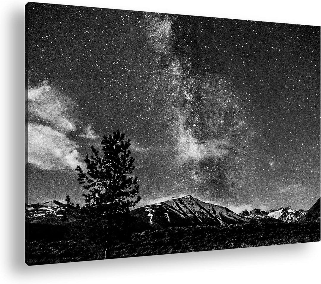 deyoli hellerleuchtete Milchstrasse am Nachthimmel Effekt: Schwarz&Weiss, Format: 80x60 als Leinwand