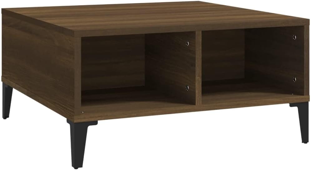 WIFESE Couchtisch mit 4 Fächer 60x60x30 cm Beistelltisch Holz Modernes Design Wohnzimmertisch Kleine