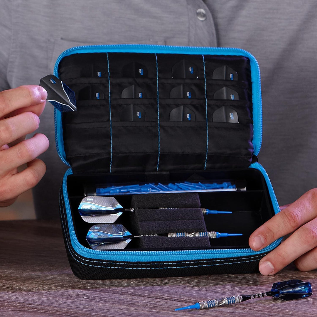 Casemaster Plazma Dartkoffer für weiche Dartpfeile mit Stahlspitze, für 3 Dartpfeile und integrierte