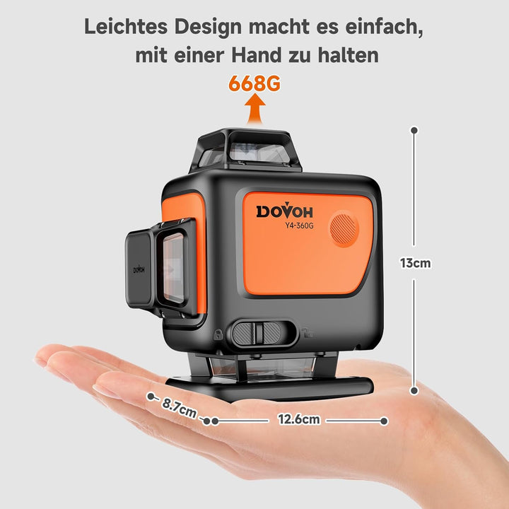Kreuzlinienlaser Grün 4x360°, DOVOH 4D Linienlaser kreuzlaser nivelliergerät selbstnivellierend, 16