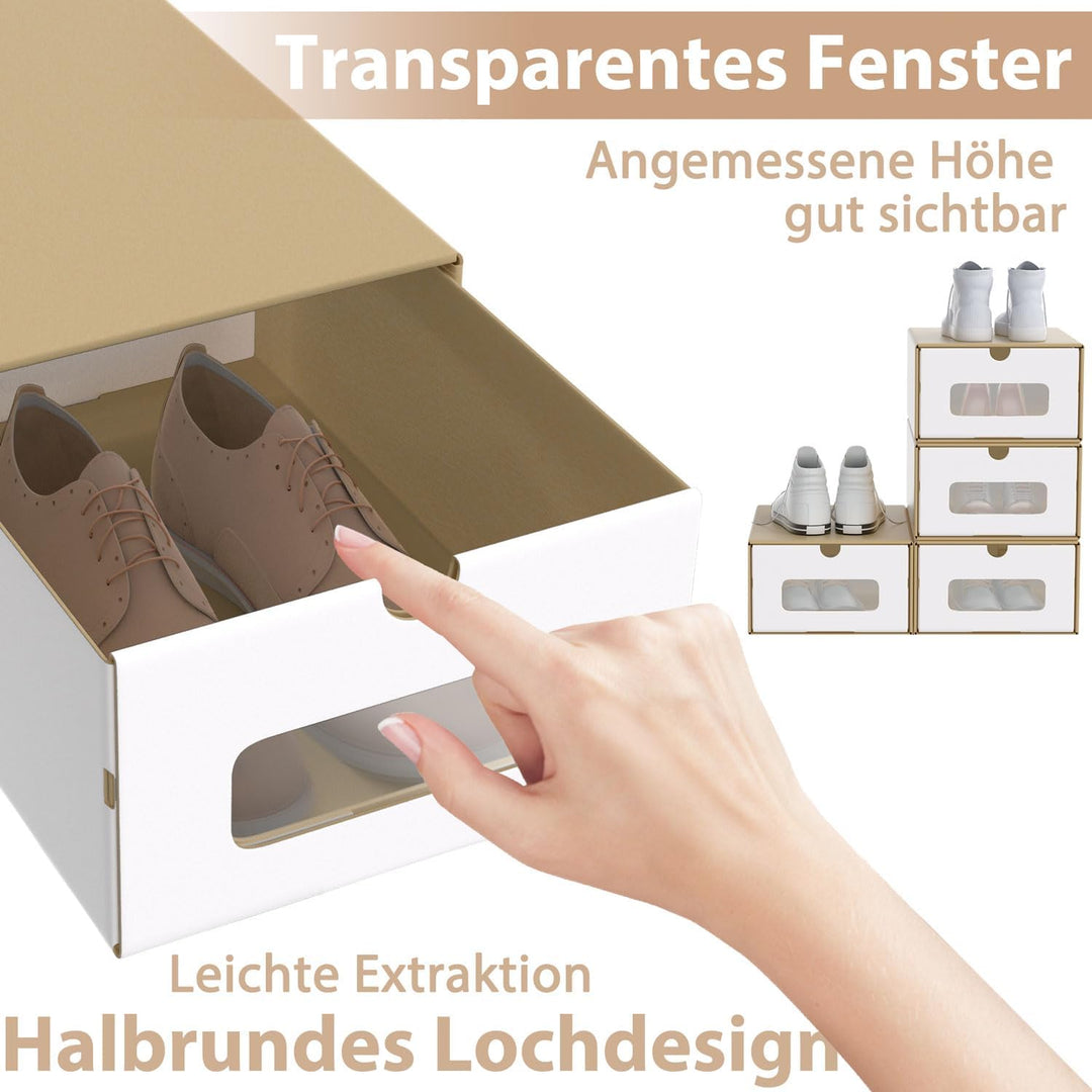 ACXIN Schuhboxen Stapelbar Boxen-Set,Aufbewahrungsbox Schubladen mit Transparentes Sichtfenster,Papp
