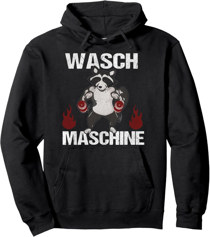 Wasch Maschine Waschbär Bodybuilding und Training Pullover Hoodie