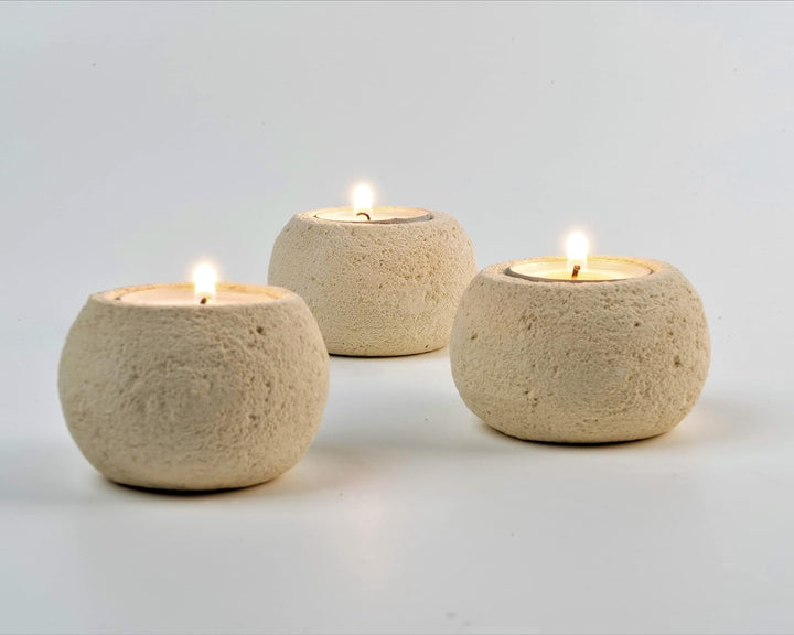 Set mit 3 Teelichthaltern PALLINA, Home Decor aus Matratze, typische Handwerkskunst. Handmade Produc