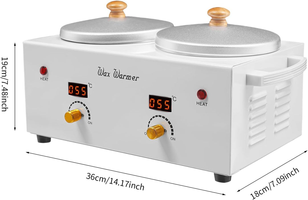 Doppeltopf-Wachserhitzer, 200W Elektrische Wachserhitzungsmaschine mit 2 Töpfen 600ml x2, Profession