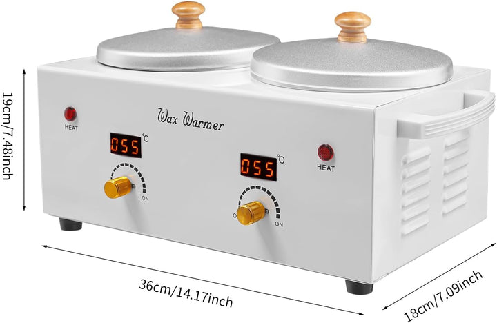 Doppeltopf-Wachserhitzer, 200W Elektrische Wachserhitzungsmaschine mit 2 Töpfen 600ml x2, Profession