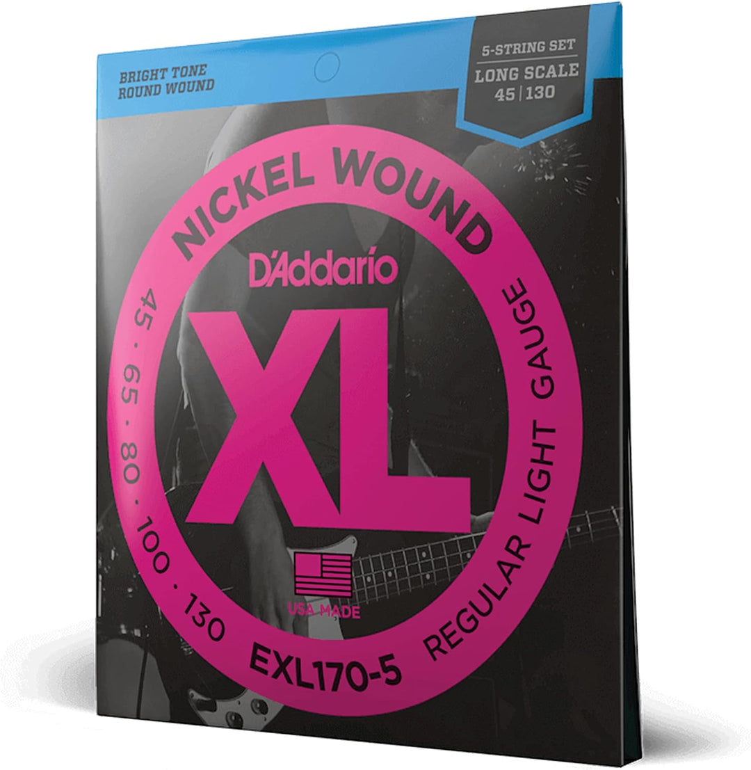 D'Addario E Bass Gitarrensaiten | Saiten E Bass | Bassgitarre Saiten | Saiten 5-Saiter E-Bass | DER