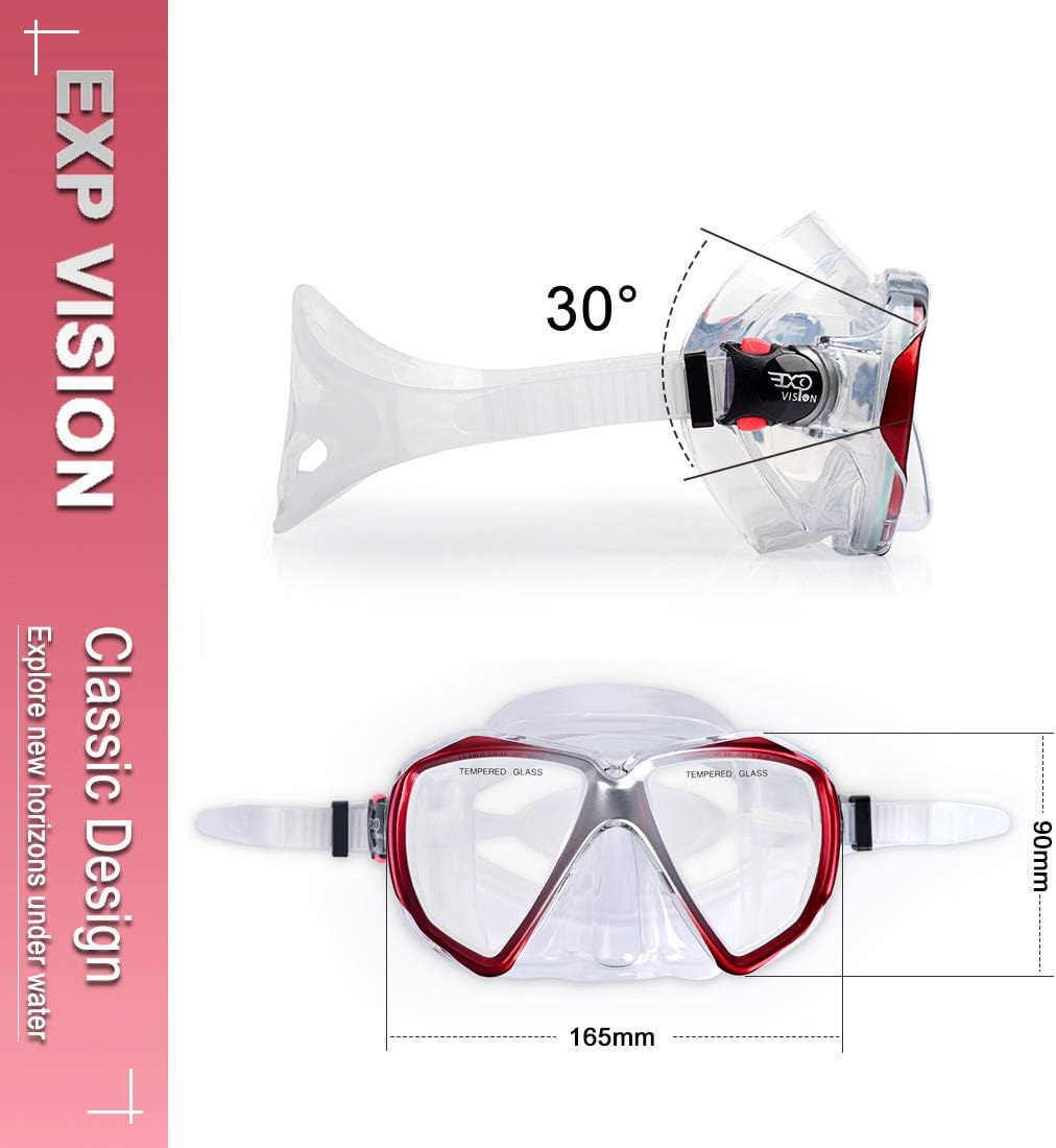 Taucherbrille für Erwachsene mit Anti-Nebel Schnorchelmaske, Schwimmmaske gehärtetem Glas und Nasena