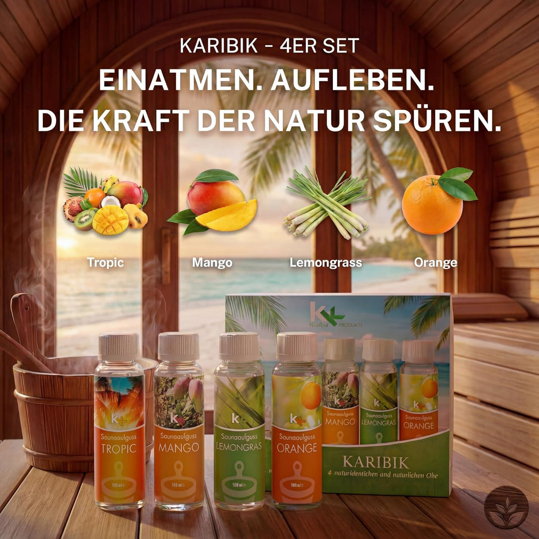 KK Saunaaufguss-Set Karibik - Made in Germany - 4 verschiedene Duftsorten in einem Set - Tropic, Man