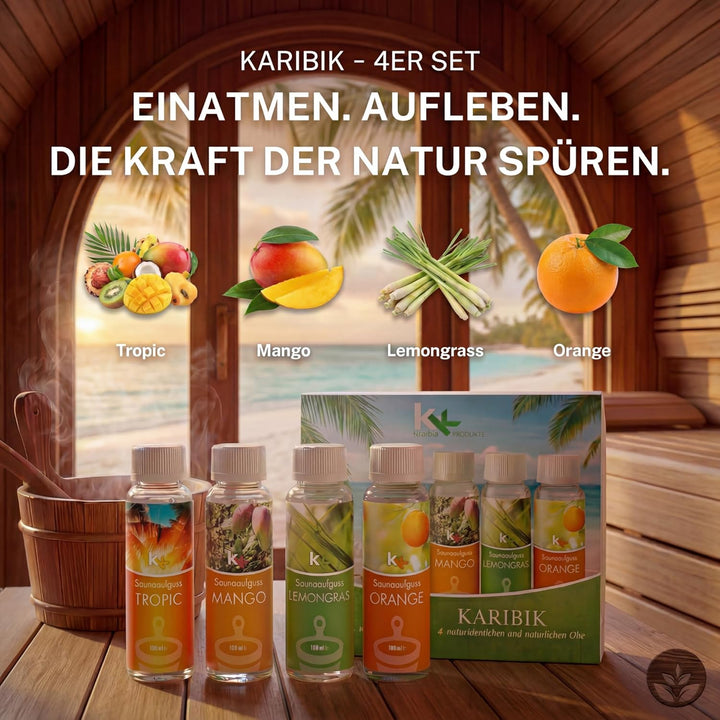 KK Saunaaufguss-Set Karibik - Made in Germany - 4 verschiedene Duftsorten in einem Set - Tropic, Man