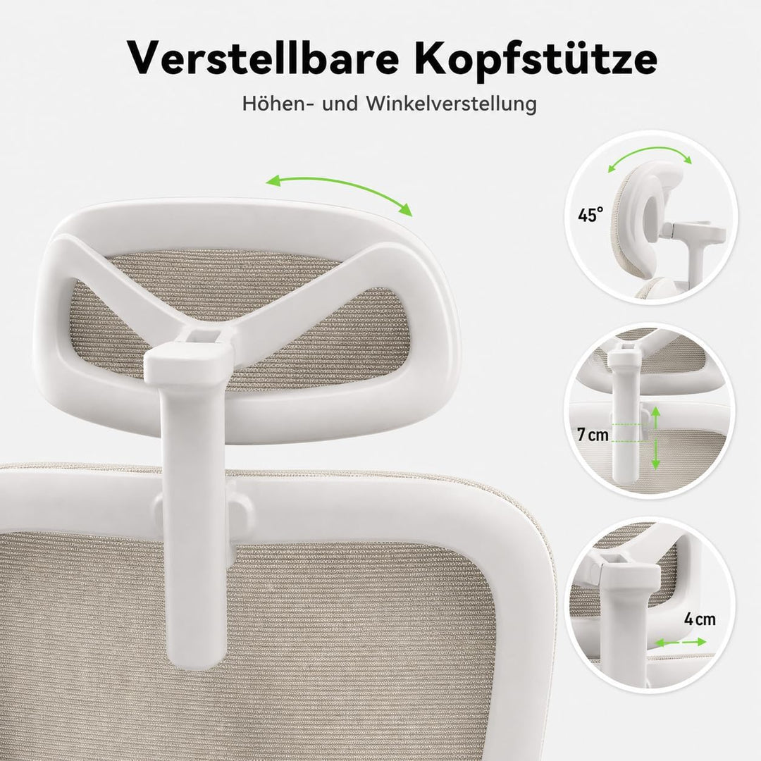 MUSSO E600SE Ergonomischer Bürostuhl, 3-stufig verstellbare Lendenwirbelsäule 3D-verstellbare Armleh