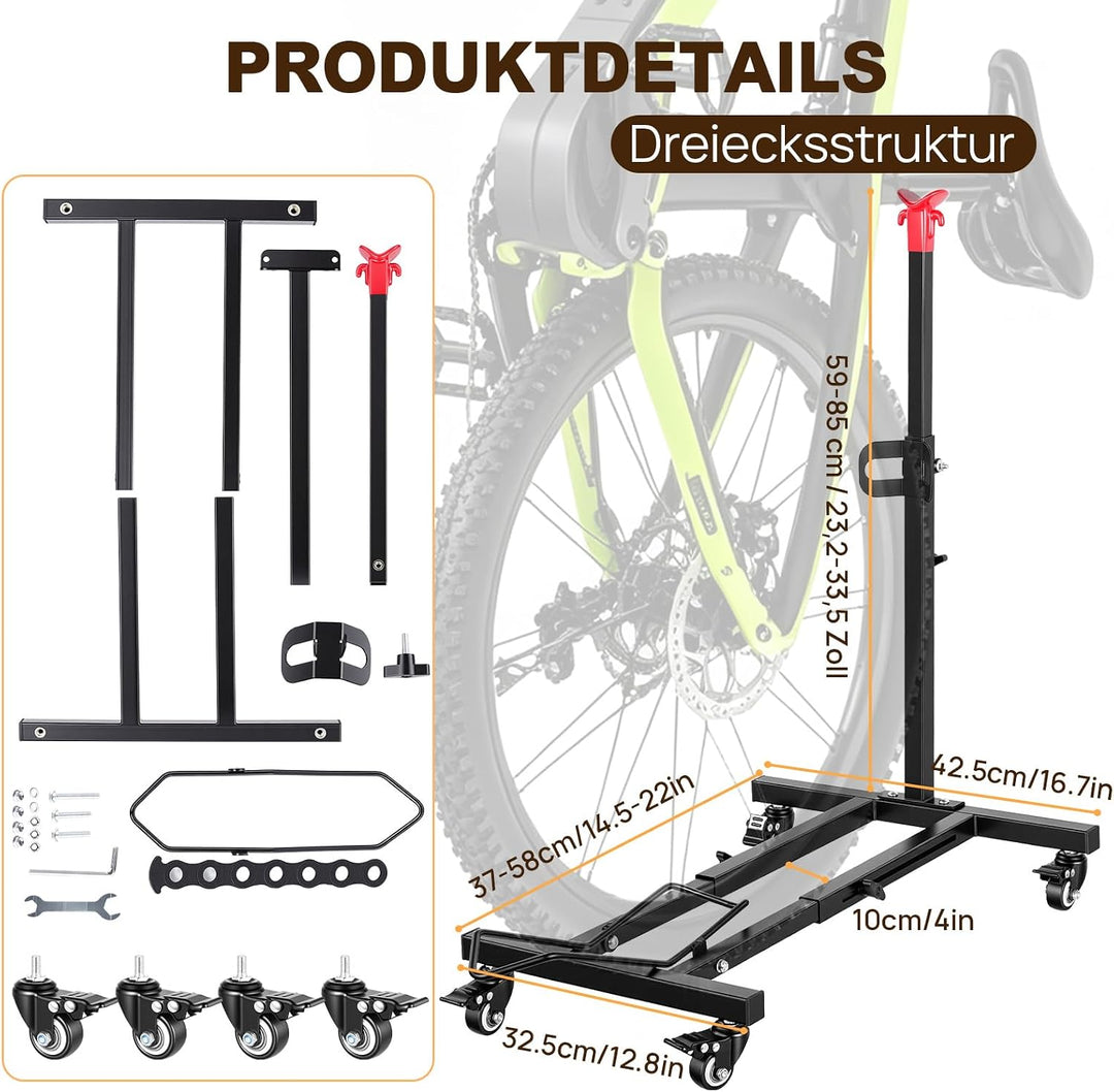Vertikaler Fahrradständer, Freistehender Indoor-Fahrradständer Aufrechter Fahrradbodenständer mit ei