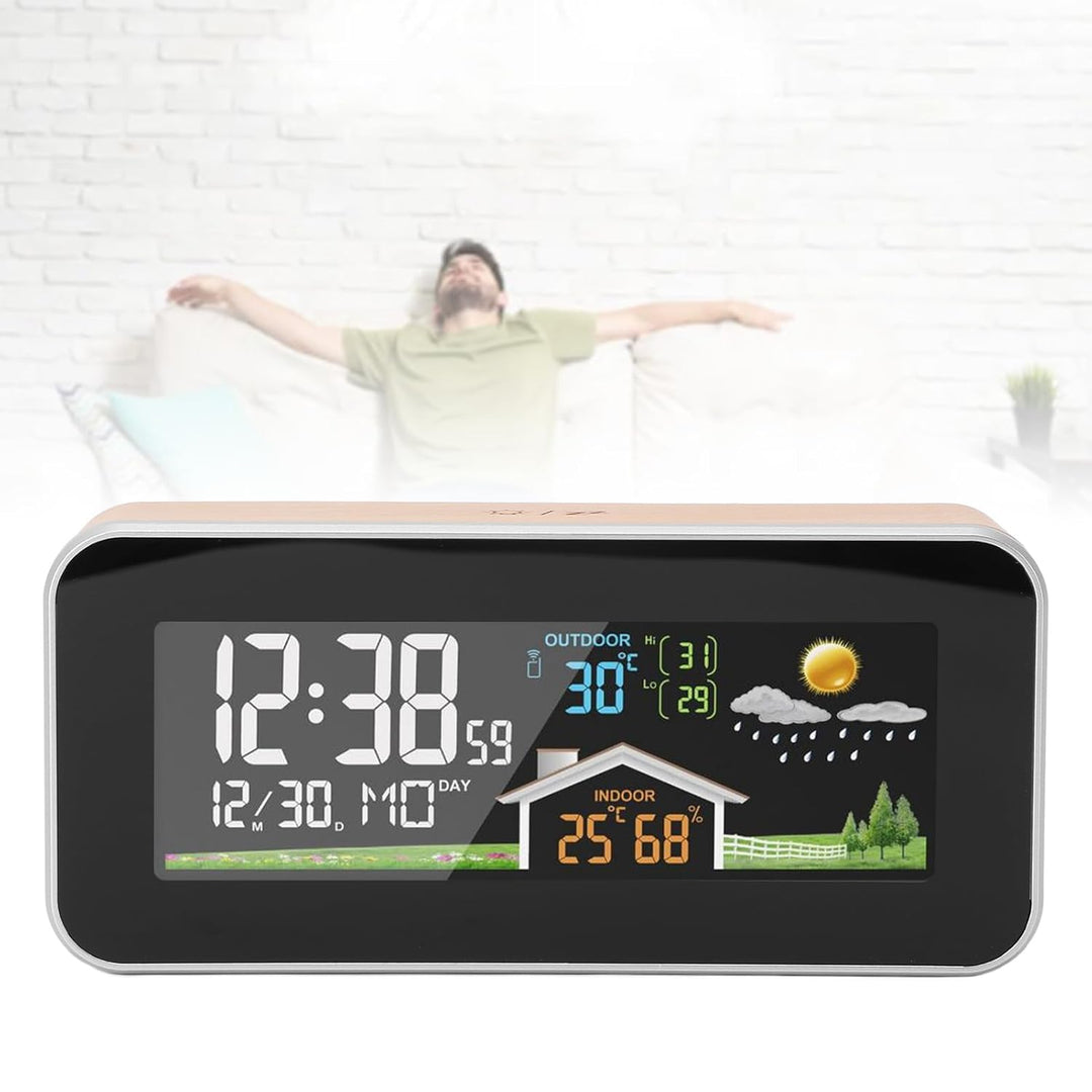 Wettervorhersage-Wecker, Wettervorhersage-Uhr, LCD-Farbdisplay, Kabelloser Digitaler Wetterwecker mi