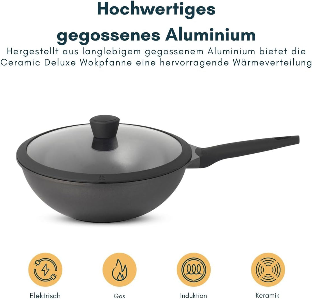 Sola Wokpfanne mit Deckel Ceramic Deluxe ø 30 cm - keramische Antihaftbeschichtung